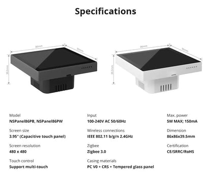 Panneau de commande pour maison intelligente de 3,95 pouces