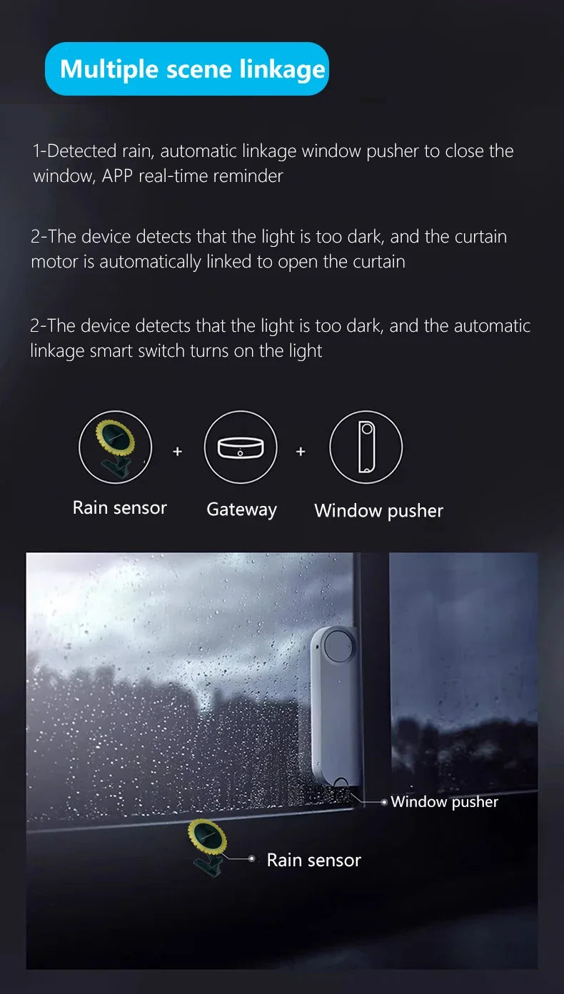 Capteur de pluie intelligent avec détecteur de lumière à énergie solaire IP66