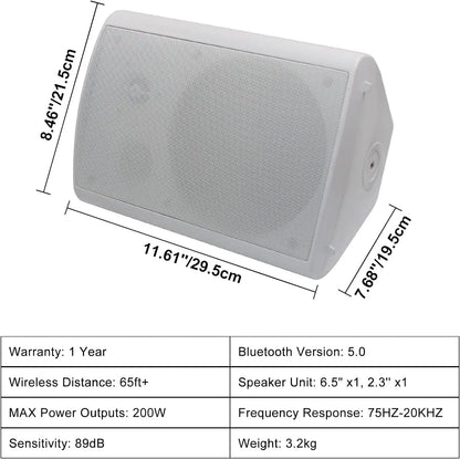 4x Herdio 800W 6.5'' Outdoor Speakers (wired with bluetooth amplifier) (black and white option)