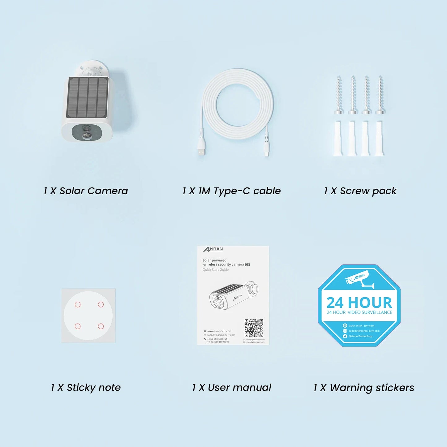 ANRAN IP65 2K Wireless Solar Camera Outdoor Surveillance With  Integrated Battery