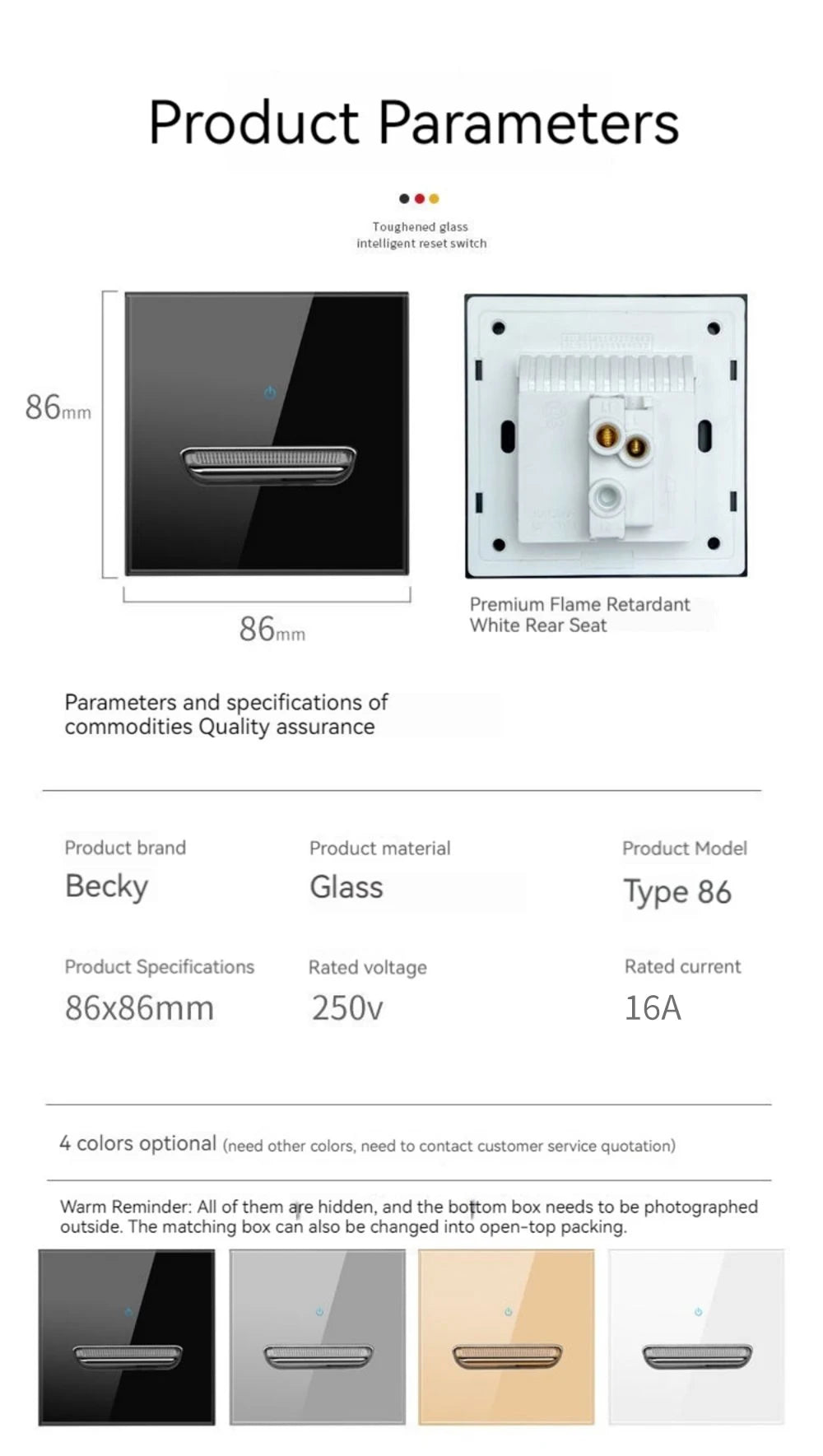 Tempered Glass Wall Switch Panel 1-4 gangs