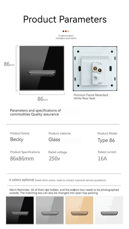 Tempered Glass Wall Switch Panel 1-4 gangs
