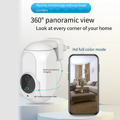 Caméra IP Tuya Wall Plug In Wifi 360° LED Lampe