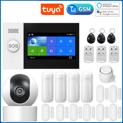 Système d'alarme de sécurité domestique intelligent GSM avec télécommande et capteur de fenêtre avec caméra IP 1080P