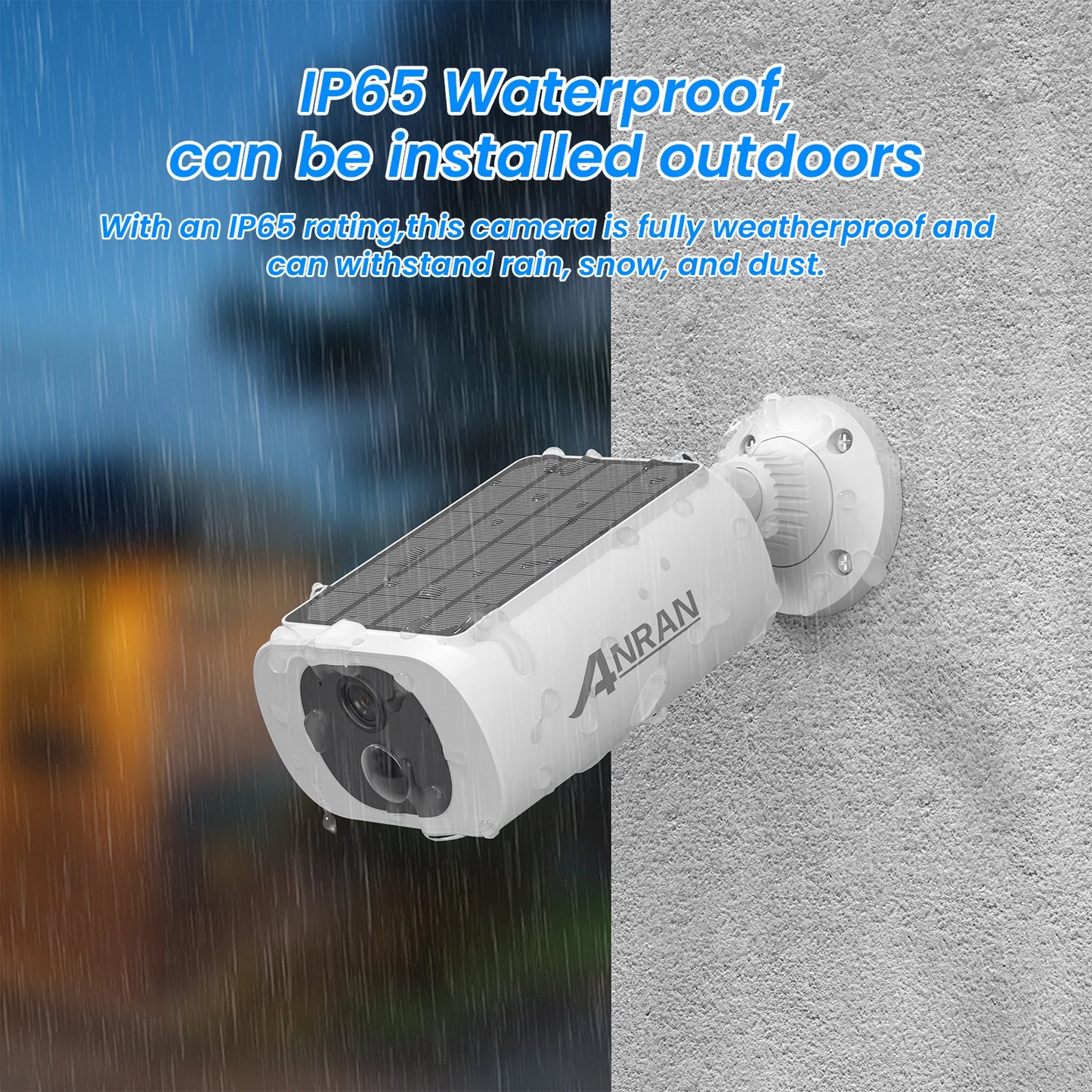 ANRAN IP65 2K Wireless Solar Camera Outdoor Surveillance With  Integrated Battery