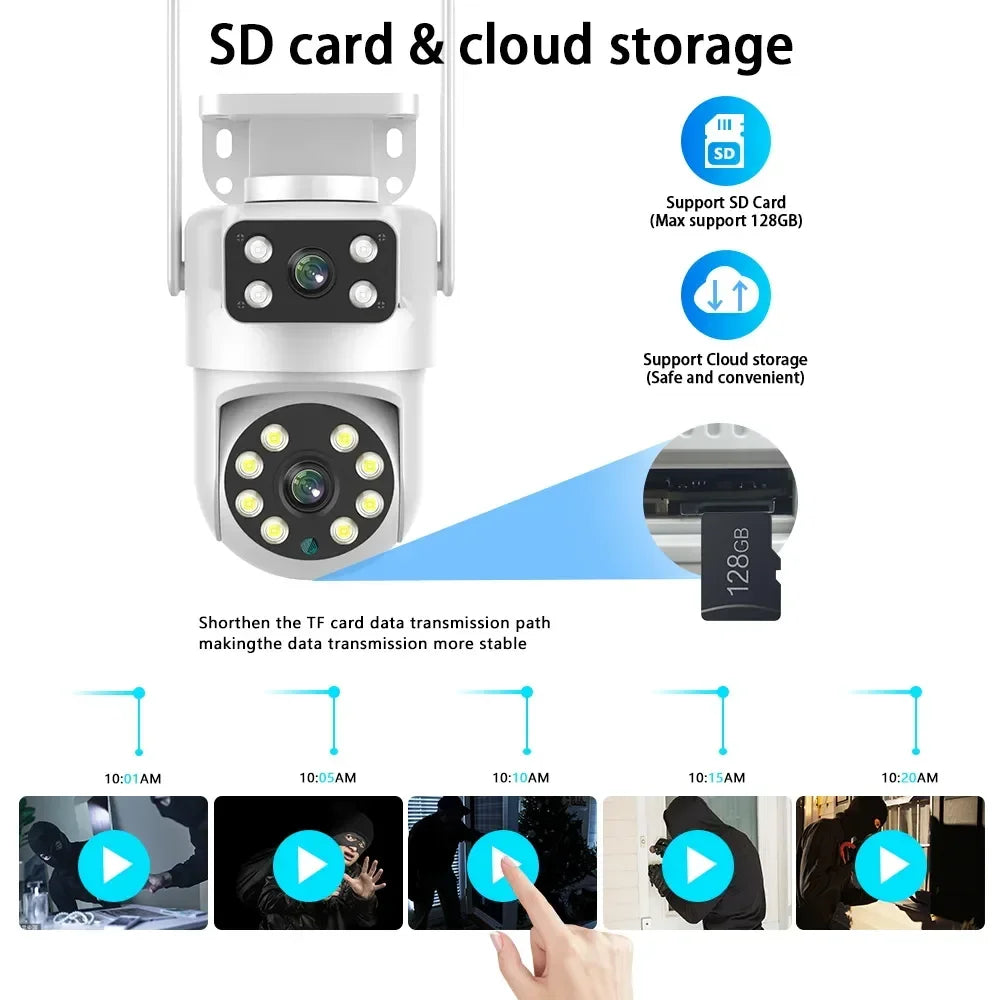 Caméra extérieure double écran Tuya IP66 8MP à double objectif