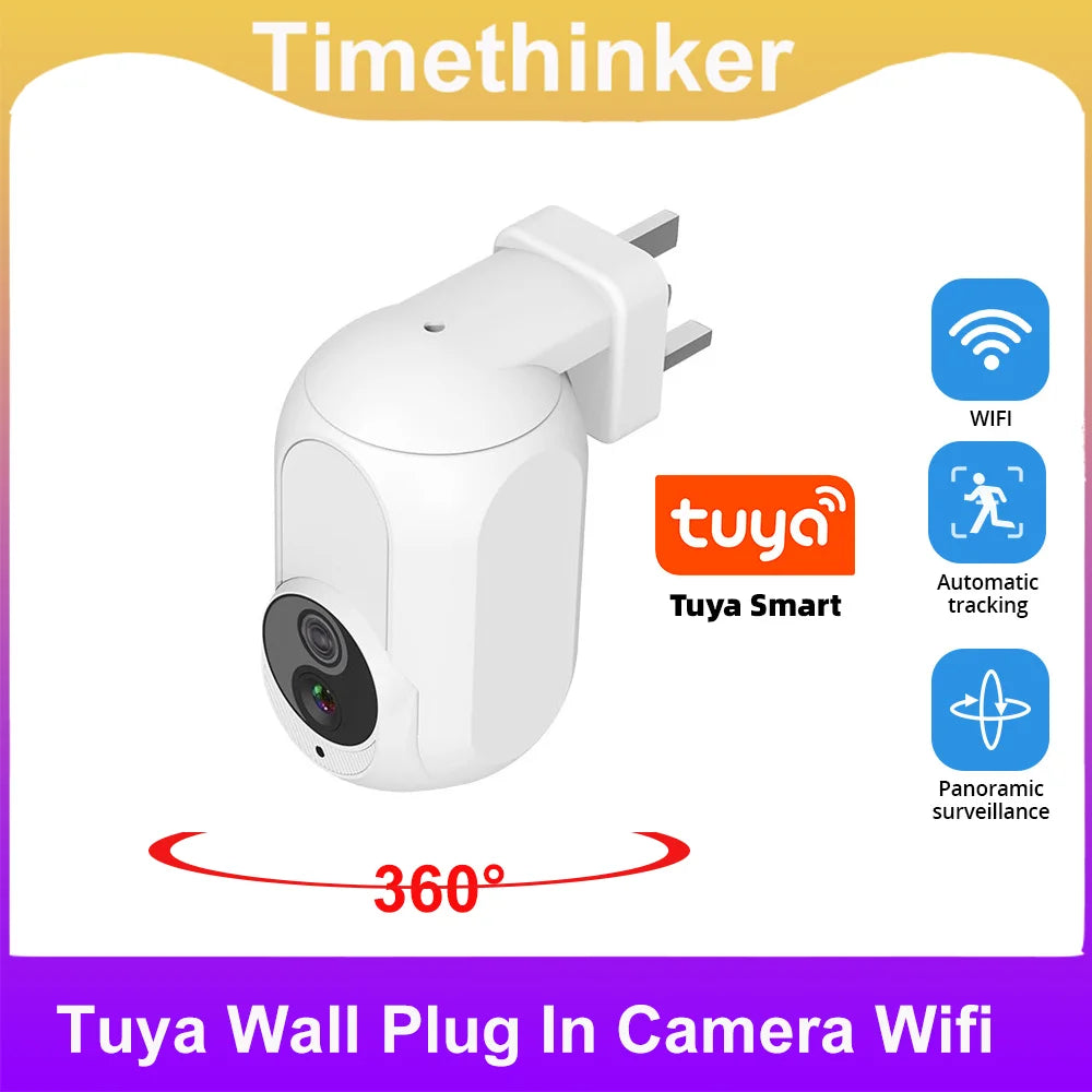 Caméra IP Tuya Wall Plug In Wifi 360° LED Lampe