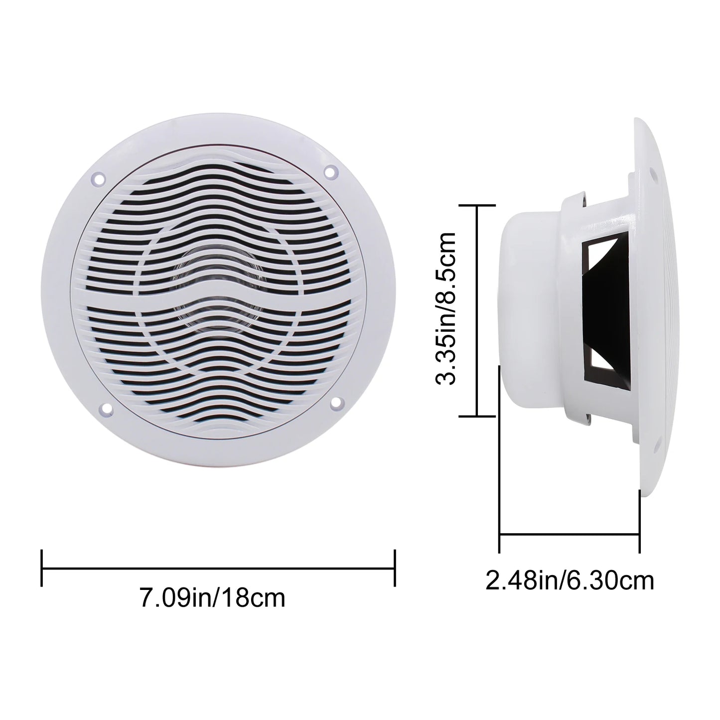 2x Herdio 6.5'' 120W  Waterproof Speakers Waterproof White