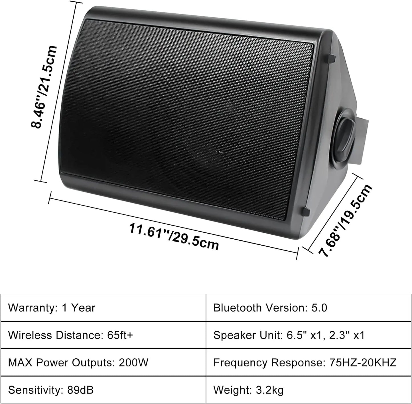 4x Herdio 800W 6.5'' Outdoor Speakers (wired with bluetooth amplifier) (black and white option)