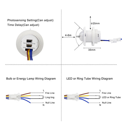 Capteur LED PIR filaire 1/2/4 pièces