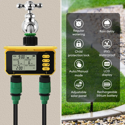 Contrôleur d'eau intelligent double capteur de charge solaire et de pluie 3/4" 1/2"