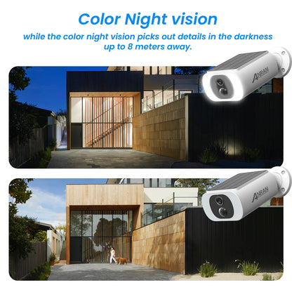 ANRAN IP65 2K Wireless Solar Camera Outdoor Surveillance With  Integrated Battery