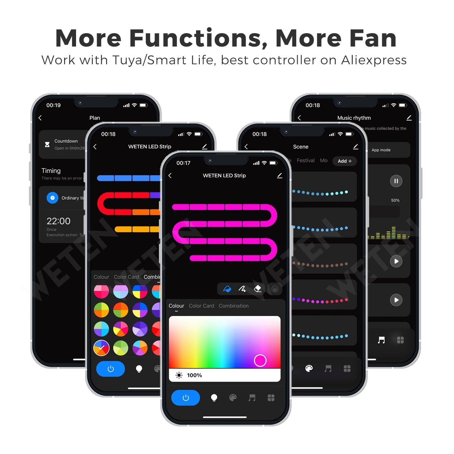 Bande LED RGBIC intelligente étanche Synchronisation musicale 10 15 20 30 40 M Noël