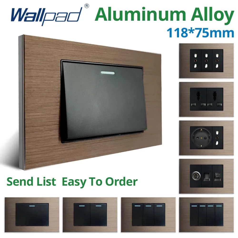 Aluminum Panel 1 2 3 4 Gang 2 Way Wall Light Switch