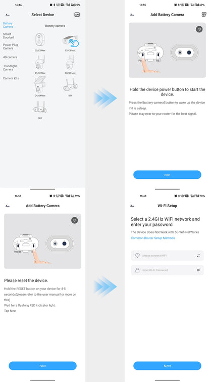 ANRAN IP65 2K Wireless Solar Camera Outdoor Surveillance With  Integrated Battery