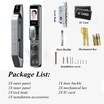 WIFI APP 3D Face Recognition Smart Lock With  Fingerprint Biometric  And Card Key