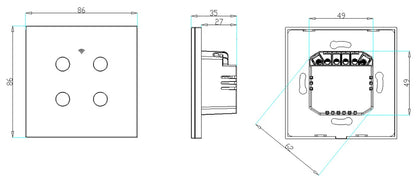1/2/3/4 Gang  Smart Touch Switch (Black or White)