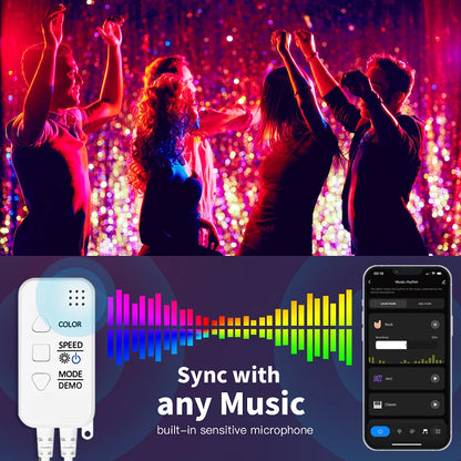 Bande LED RGBIC intelligente étanche Synchronisation musicale 10 15 20 30 40 M Noël